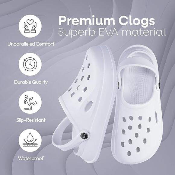 DIUS Clogs for Women and Men Waterproof Elastic EVA Comfortable Breathable Clogs - Picture 3 of 6